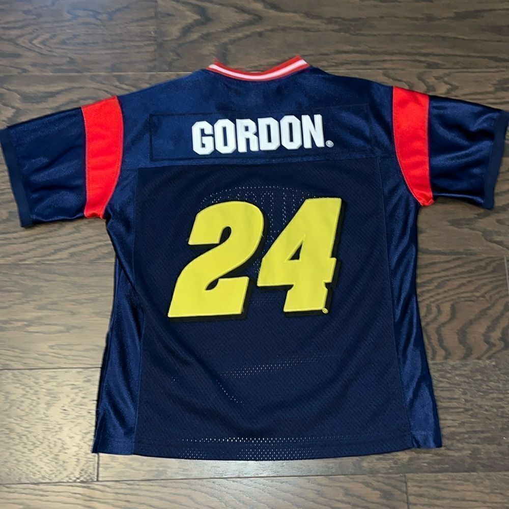 Women’s Jeff Gordon #24 NASCAR Sewn Rainbow Jersey Chase Authentic Blue Red Sz M